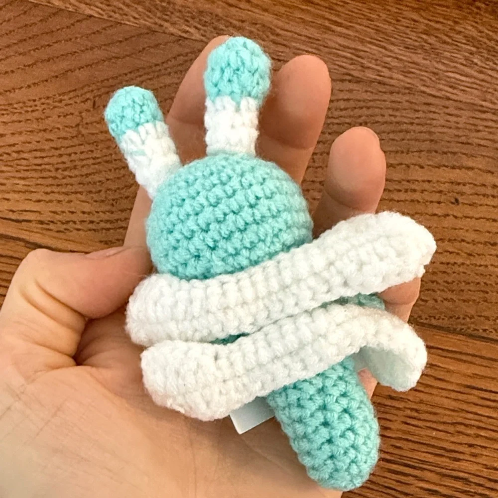 Handmade Crochet Dragonfly Toy - Blue and White